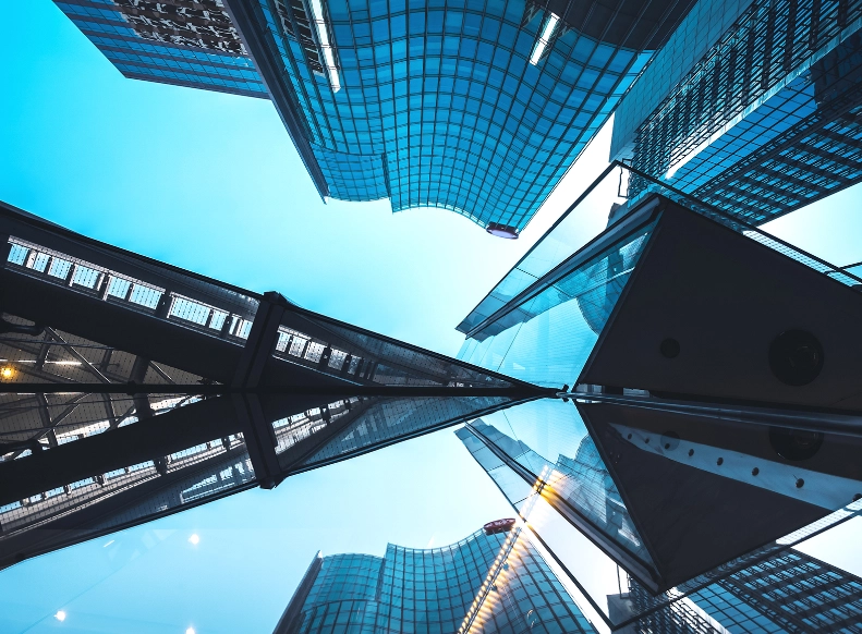 Modern office building close up in Hong Kong
